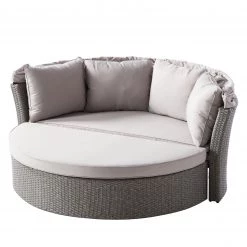 Salon de jardin modulable Soller - Tissu / Polyrotin - Gris clair / Gris -Poêles Soldes 1000118226 130 GALLERYIMAGES P000000001000118226