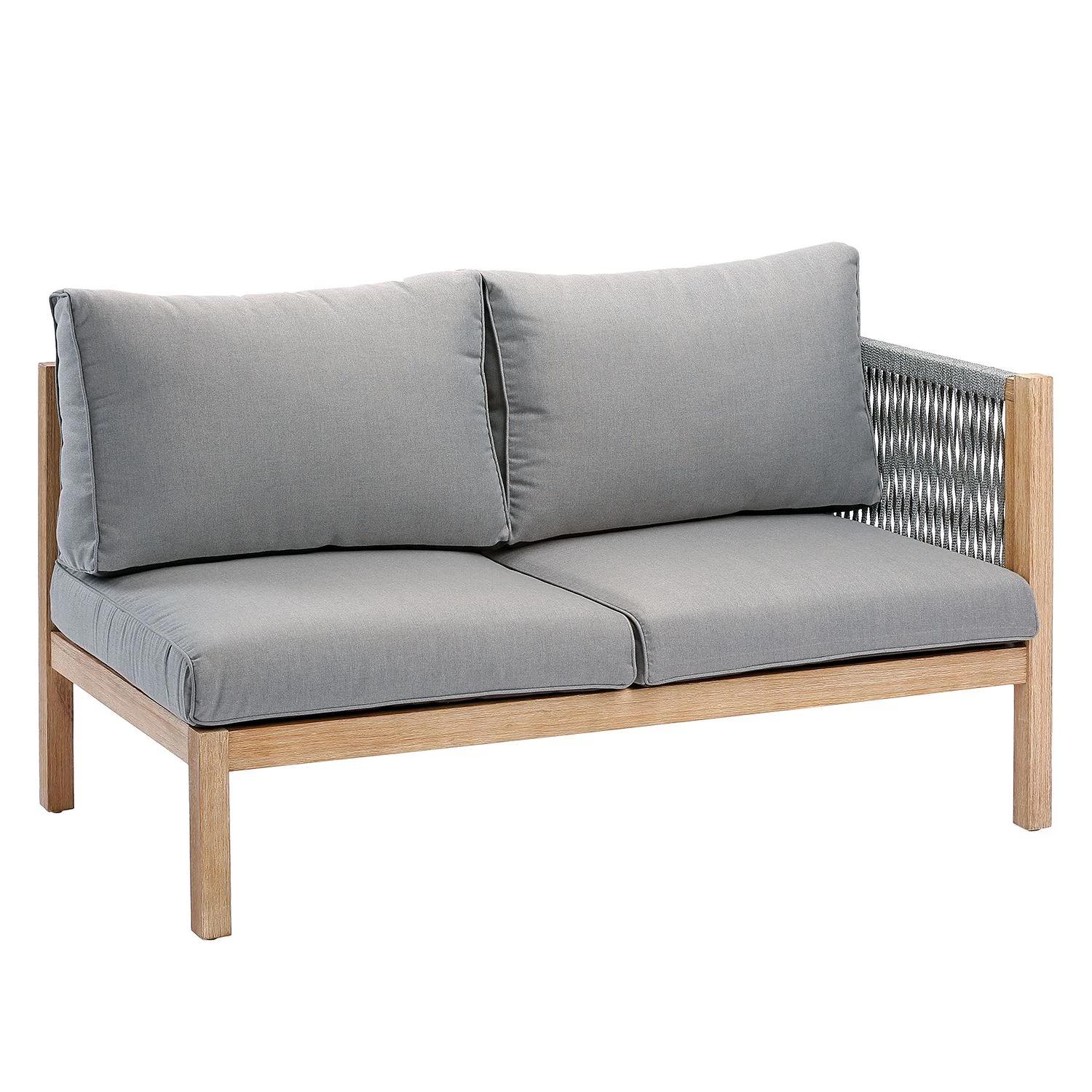 Best Freizeitmöbel Canapé de jardin Madagaskar - Eucalyptus massif / Tissu - Gris / Marron - Accoudoir monté à droite (vu de face) 2 Best Freizeitmöbel Canapé de jardin Madagaskar - Eucalyptus massif / Tissu - Gris / Marron - Accoudoir monté à droite (vu de face)