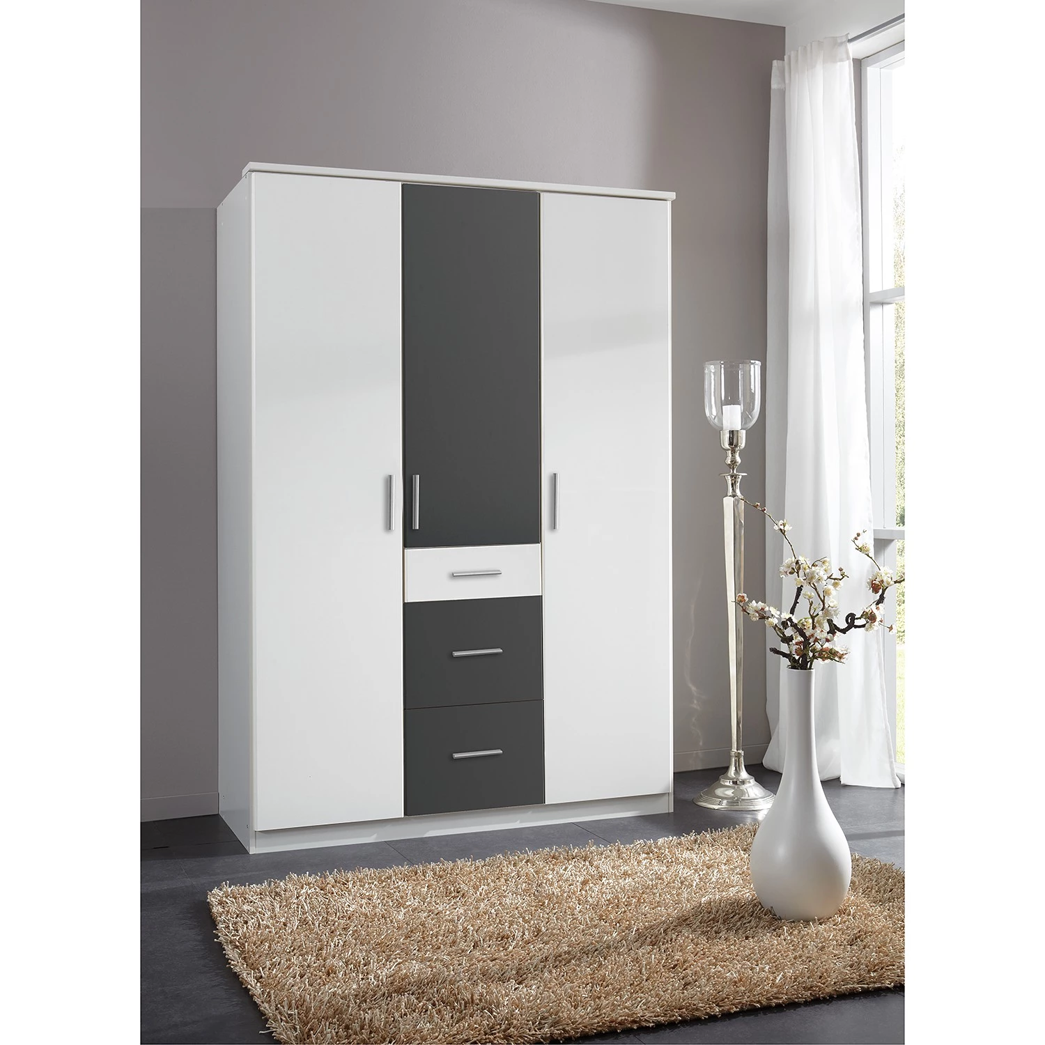 Wimex Armoire Joker II - Blanc / Graphite 4 Wimex Armoire Joker II - Blanc / Graphite – Image 2