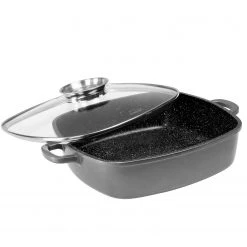 Stoneline Poêle carrée avec couvercle Jonava - Aluminium - Anthracite - 32 x 8 cm