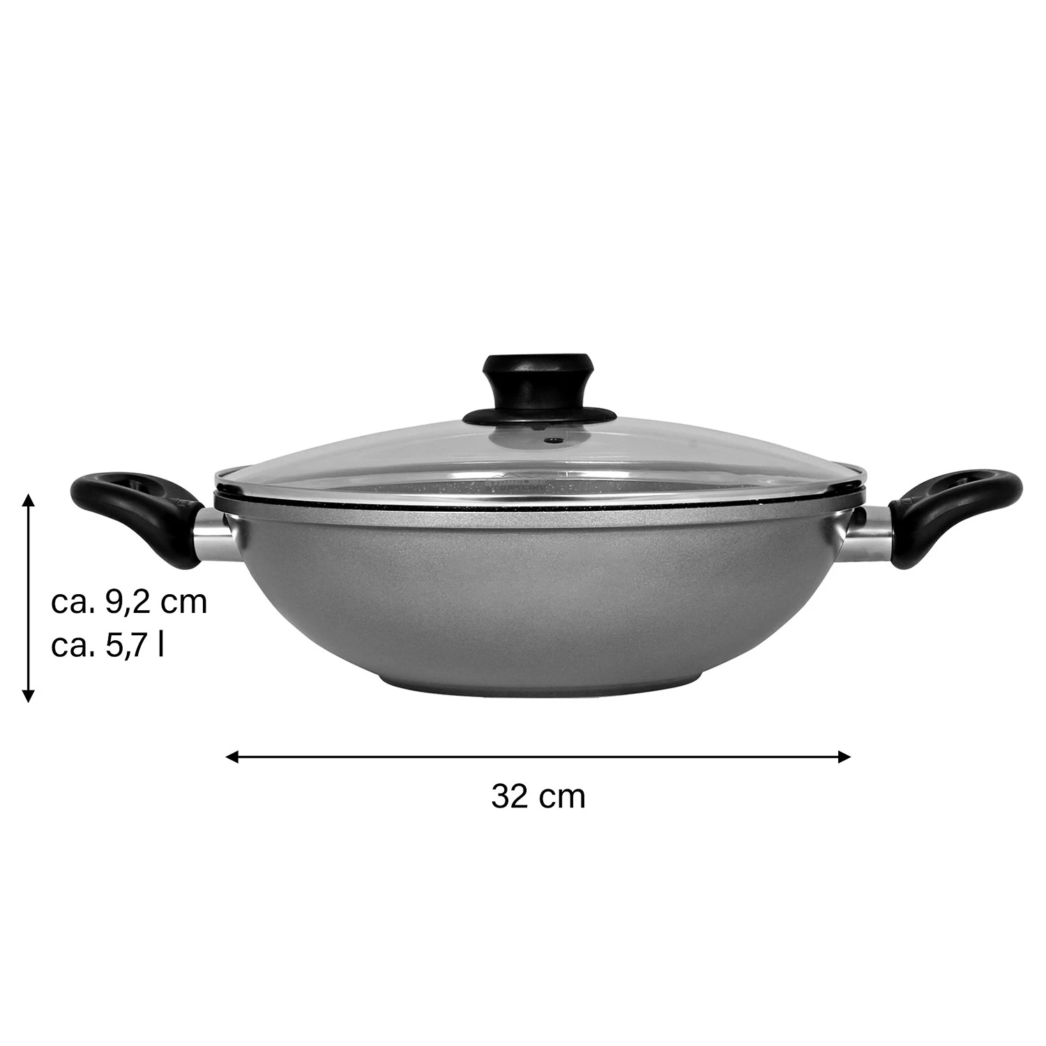 Stoneline Wok avec Couvercle en verre Gibson - Diamètre : 32 cm 8 Stoneline Wok avec Couvercle en verre Gibson - Diamètre : 32 cm – Image 6