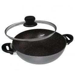 Stoneline Wok avec Couvercle en verre Gibson - Diamètre : 32 cm