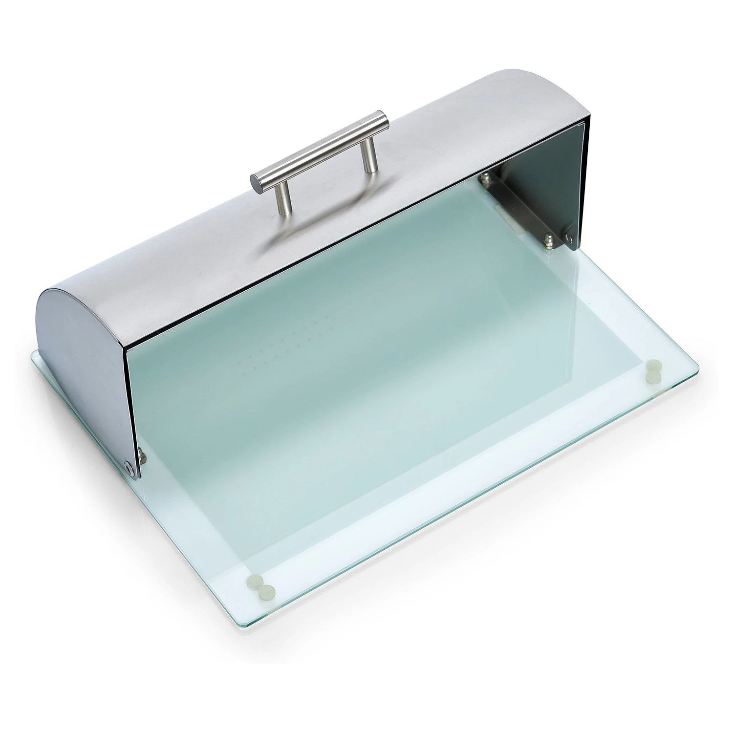 Zeller Huche à pain Wildly - Verre transparent - Argenté - 39 cm x 28 cm x 15,5 cm 4 Zeller Huche à pain Wildly - Verre transparent - Argenté - 39 cm x 28 cm x 15,5 cm – Image 2