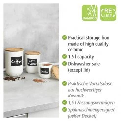 WENKO Boîte Waia - Silicone / Bambou - Blanc -Poêles Soldes 1000287232 210827 133054001407 ICON DETAILS P000000001000287232 icon seal