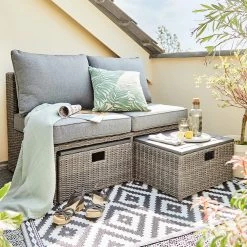 Butlers Canapé de jardin BLOCK PARTY - Aluminium / Polyester - Gris foncé -Poêles Soldes 1000341358 220317 021 MOOD DETAILS P000000001000341358 mood