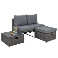 Butlers Canapé de jardin BLOCK PARTY - Aluminium / Polyester - Gris foncé -Poêles Soldes 1000341358 220317 034 DETAILS P000000001000341358