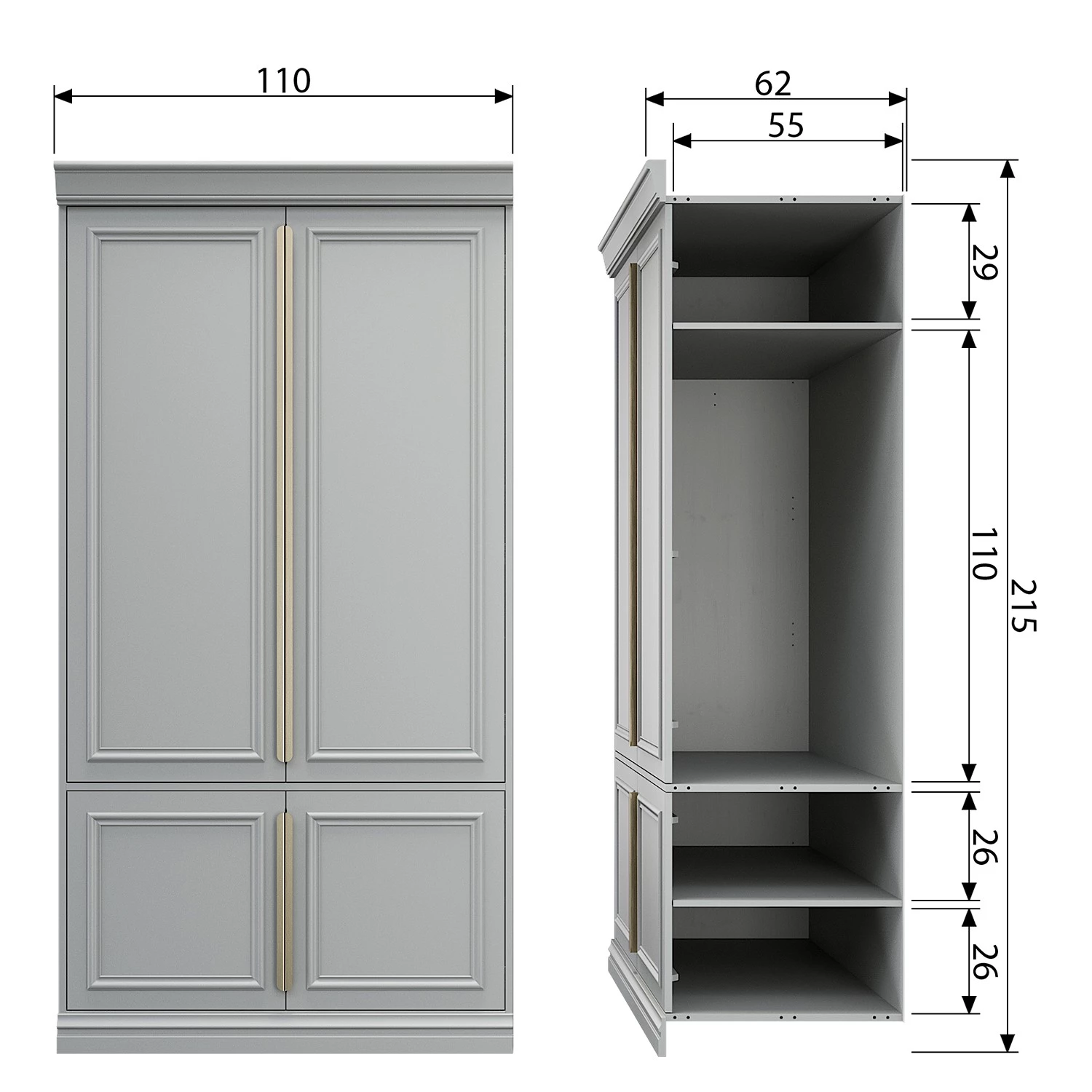 Ridgevalley Armoire à vêtements Scudo - Pin massif - Pin blanc 10 Ridgevalley Armoire à vêtements Scudo - Pin massif - Pin blanc – Image 8