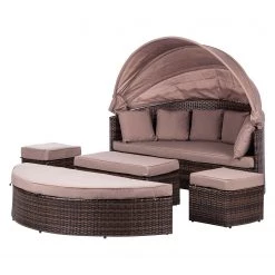 Merxx Salon de jardin modulable Riva - Polyrotin / Textile marron Taupe -Poêles Soldes relaxinsel riva polyrattan textil braun taupe 1770690