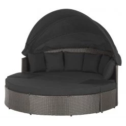 Merxx Salon de jardin modulable Riva - Polyrotin / Tissu - Gris